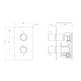 Saneux Concealed Shower Set Saneux COS 2 Outlet, 2 Handle Concealed Shower Valve Kit with Pencil Handset and 200mm Shower Head