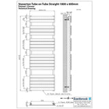 Eastbrook Eastbrook Staverton Tube on Tube Vertical Straight Heated Towel Rail - 1800mm x 600mm in Chrome