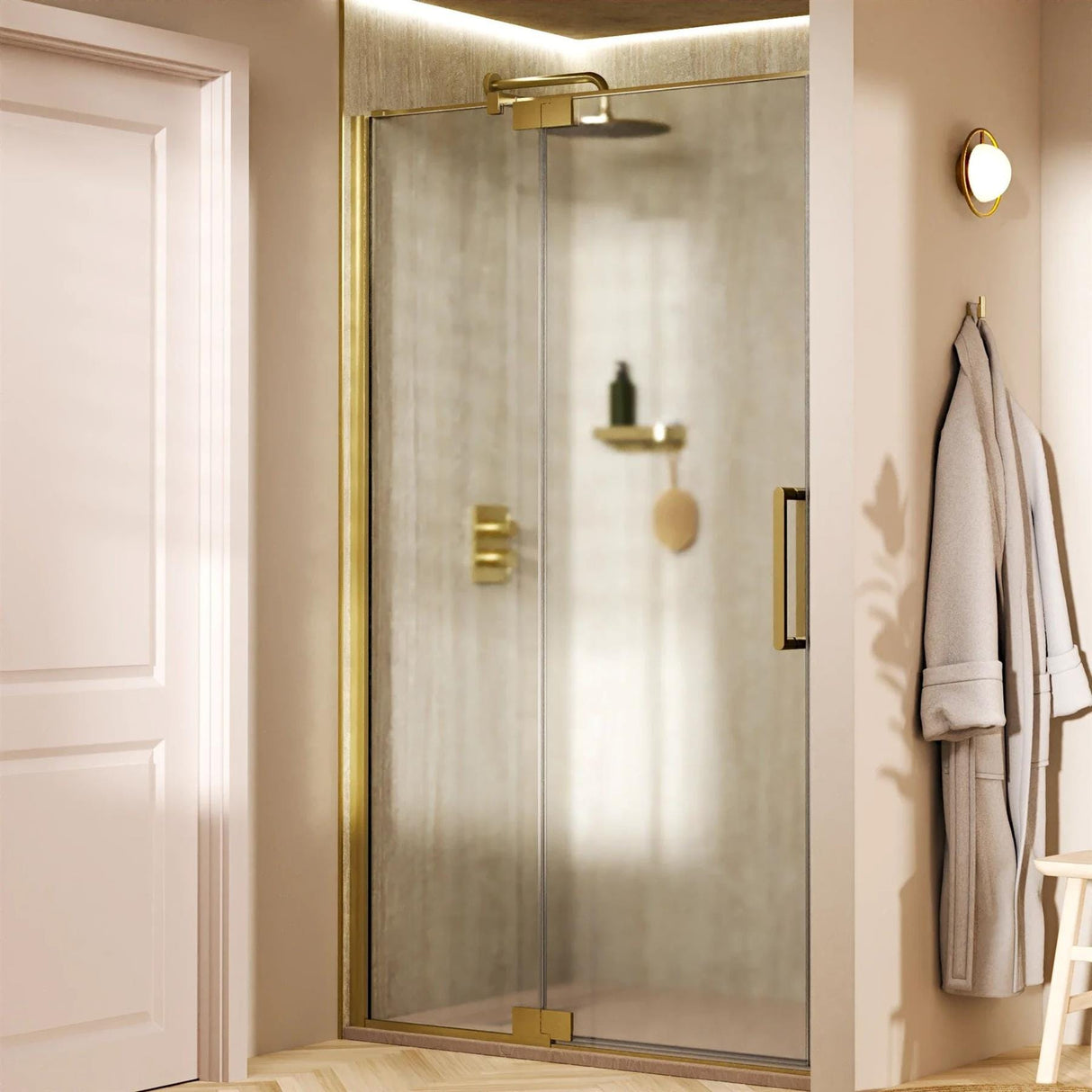 Crosswater Pivot Shower Door Crosswater Optix 10 Pivot Door with Inline 1000mm in Brushed Brass