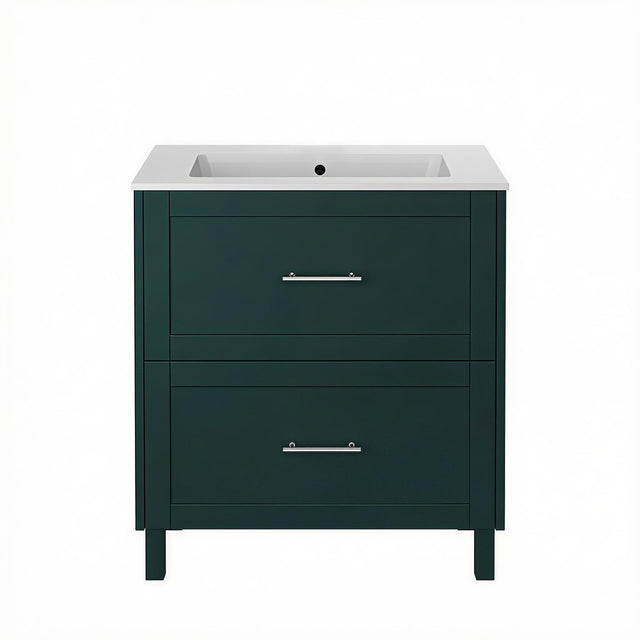 Heritage Floor Standing Vanity Unit Classic Green Heritage Lynton 800mm Floor Standing 2 Drawer Vanity Unit and Basin Bundle