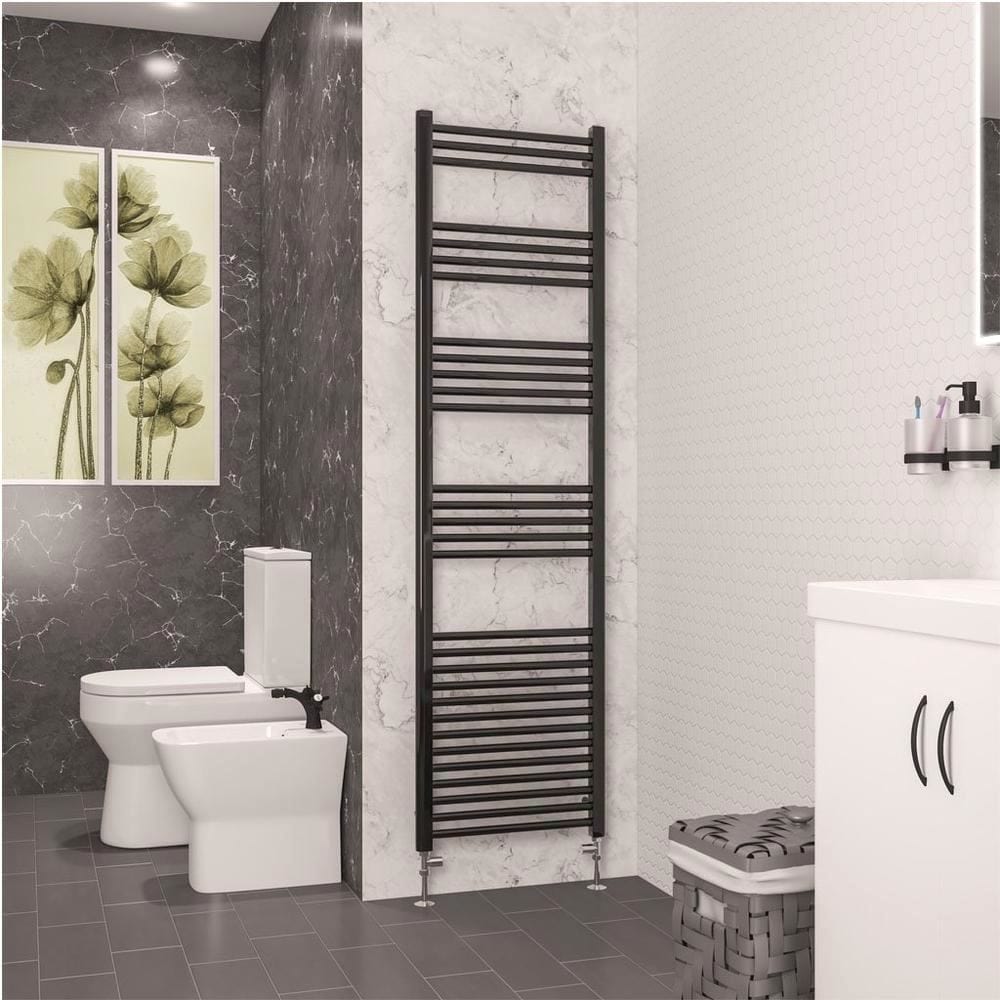 Eastbrook Ladder Rail 1800 x 500mm / Dual Fuel Eastbrook Wendover Straight Heated Towel Rail in Black Gold