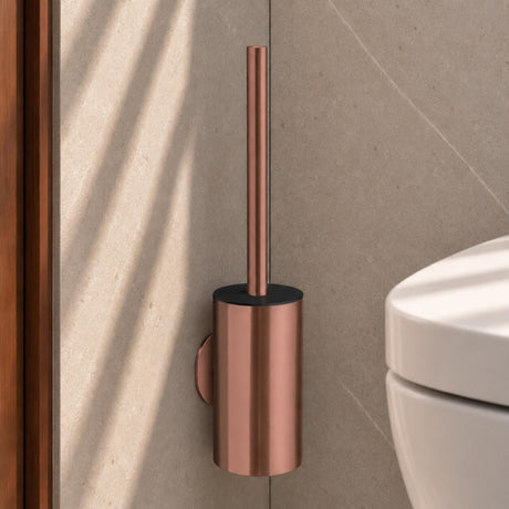 Smedbo Toilet Brush Brushed Copper Smedbo Dot Self-Adhesive Wall Mounted Toilet Brush and Holder