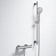 Flova Exposed Shower Set Flova Levo Exposed Thermostatic Bar Shower Valve with Slide Rail and Multi Function Hand Shower in Chrome