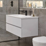 Villeroy & Boch Wall Mounted Vanity Unit Satin White Villeroy & Boch Arto Wall Mounted 800mm Two Drawer Vanity Unit with Basin