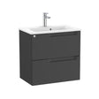 Roca Wall Mounted Vanity Unit Matt Black Roca Aleyda Compact 600mm Wall Mounted Two Drawer Vanity Unit with Basin