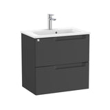 Roca Wall Mounted Vanity Unit Matt Black Roca Aleyda Compact 600mm Wall Mounted Two Drawer Vanity Unit with Basin