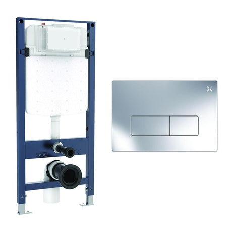 Crosswater Wall Hung WC Frame MPRO Plate in Chrome Crosswater 1.12m Slim Depth Dual Flush WC Support Frame Set with Flush Plate