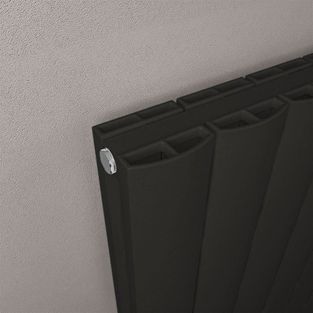 Eastbrook Panel Radiator Eastbrook Guardia Straight Vertical Aluminium Radiator in Matt Black