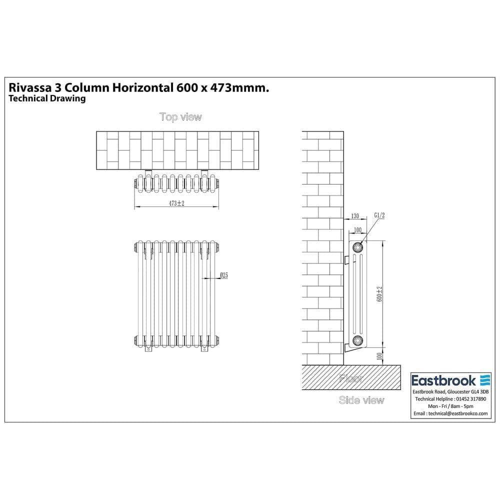 Eastbrook Rivassa Traditional 3 Column Radiator in Matt Anthracite