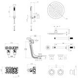 UK Bathroom Store Concealed Shower Set Crosswater Module Shower Set 6 - 3 Outlet with Overhead Shower, Handset and Overflow Bath Filler