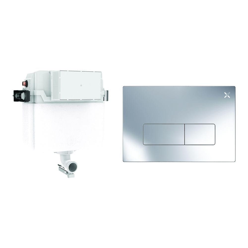 Crosswater Concealed Cistern MPRO Plate in Chrome Crosswater Dual Flush Concealed Cistern Set with Flush Plate - 414 x 143 x 387mm