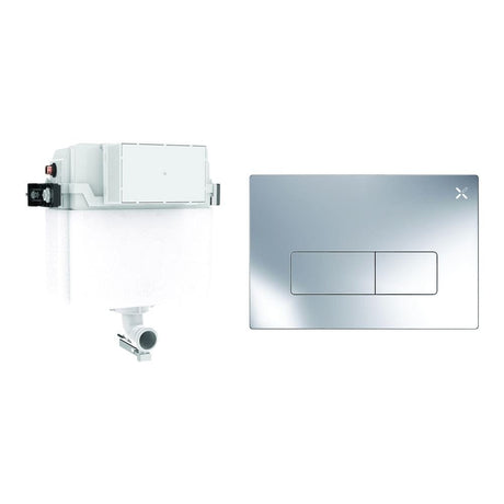 Crosswater Concealed Cistern MPRO Plate in Chrome Crosswater Dual Flush Concealed Cistern Set with Flush Plate - 414 x 143 x 387mm
