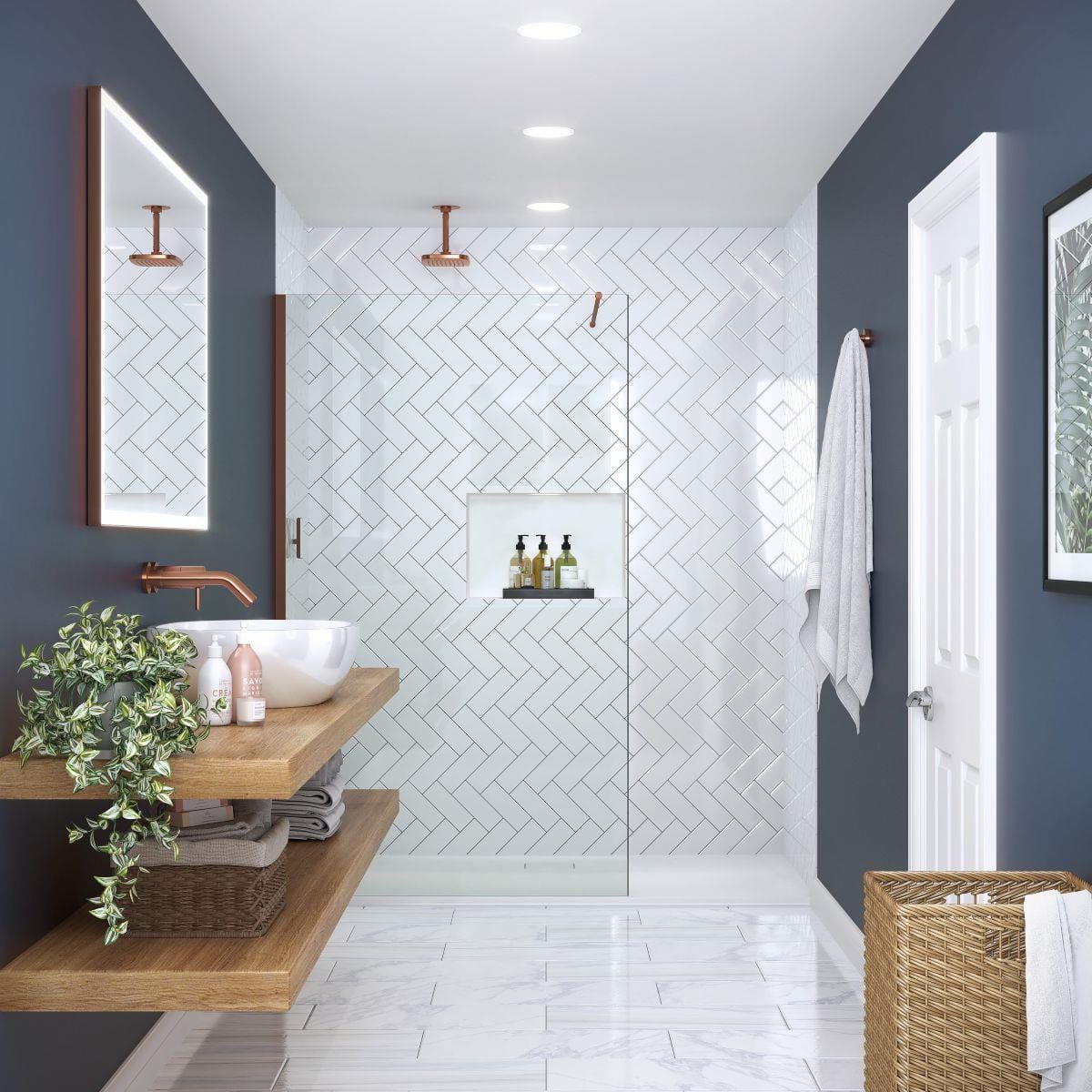 Merlyn Wetroom Panel Brushed Bronze / 300mm Merlyn 8mm Wet Room Glass Panel