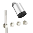 UK Bathroom Store Concealed Shower Set Brushed Nickel Crosswater Module Plus Push Shower Set 4 - 2 Outlet with Revive Multifunctional Spotlight Shower Head and Pencil Handset
