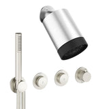 UK Bathroom Store Concealed Shower Set Brushed Nickel Crosswater Module Plus Push Shower Set 4 - 2 Outlet with Revive Multifunctional Spotlight Shower Head and Pencil Handset