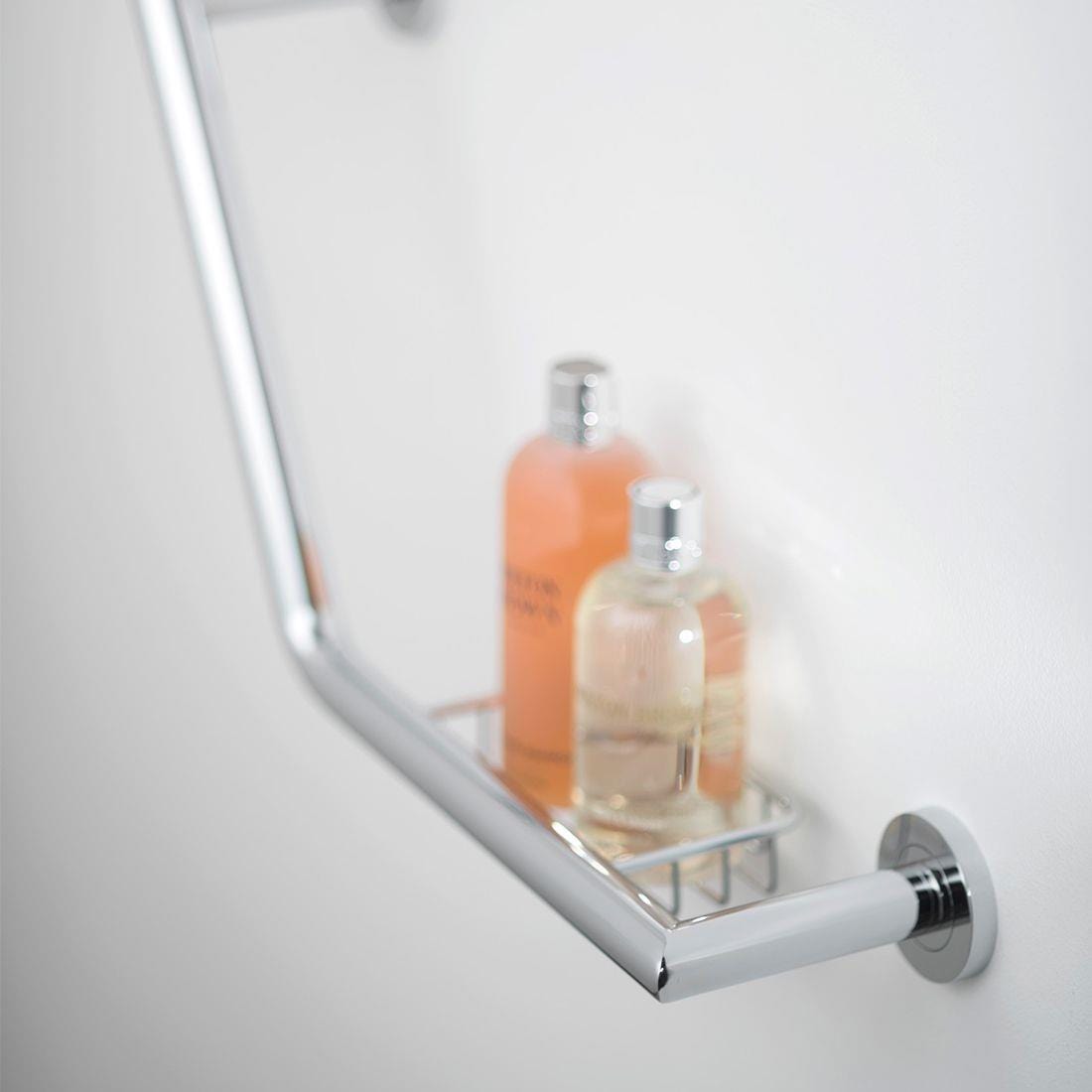 Vado Grab Rail/Bar Vado Spa Angled Grab Rail With Basket - 465mm Wide in Chrome