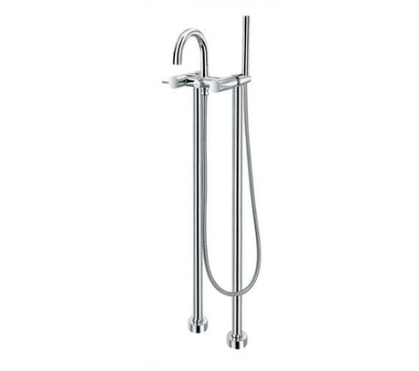 Flova Freestanding Bath Filler Diamond Chrome Flova Levo Floor Standing Bath and Shower Mixer Tap  with Shower Set