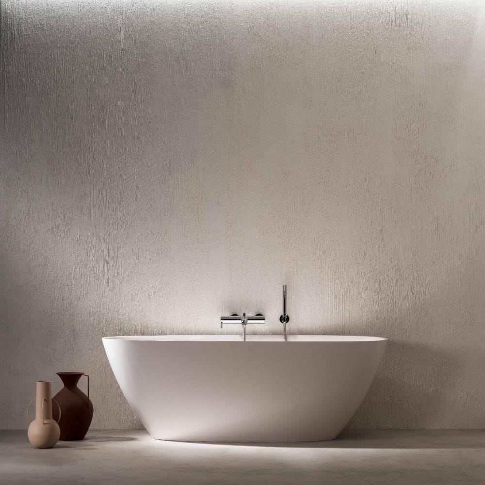 Roca Modern Freestanding Bath 1800 x 800mm Roca Ariane Oval Freestanding Stonex® Oval Bath with Click-Clack Waste