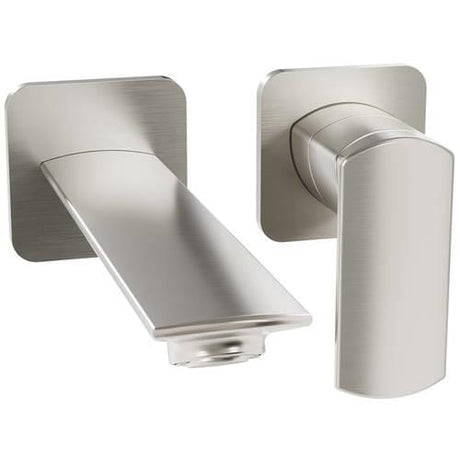 Clearwater Wall Mounted Basin Tap Brushed Metallic Clearwater Varda Wall Mounted 2 Hole Basin Mixer Tap
