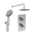 Saneux Shower Set Chrome Saneux Eden 2 Outlet, 2 Handle Concealed Shower Valve Kit with 3 Function Handset and 200mm Shower Head
