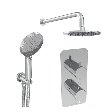 Saneux Shower Set Chrome Saneux Eden 2 Outlet, 2 Handle Concealed Shower Valve Kit with 3 Function Handset and 200mm Shower Head