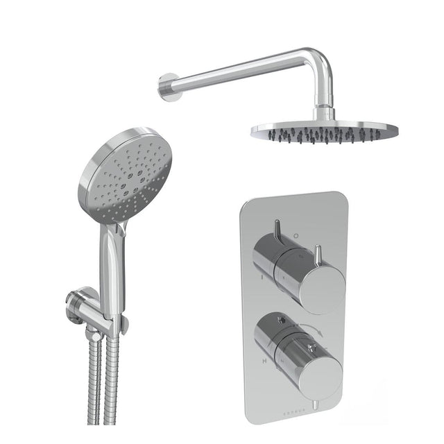Saneux Shower Set Chrome Saneux Eden 2 Outlet, 2 Handle Concealed Shower Valve Kit with 3 Function Handset and 200mm Shower Head