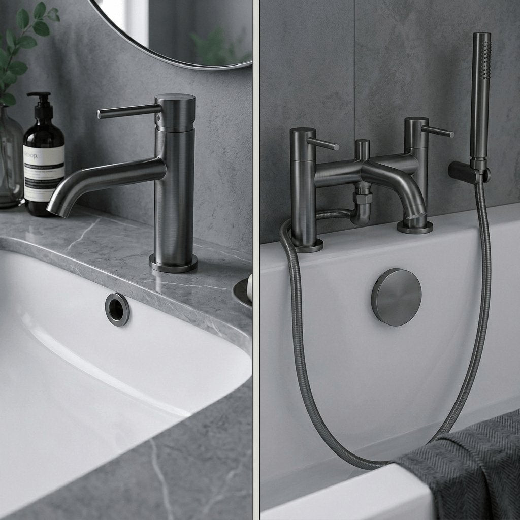 Aquarius Bathrooms Bath Shower Mixer Aquarius RF-Series Complete Bath and Basin Brassware Pack with Basin Tap, Bath and Shower Mixer and Wastes
