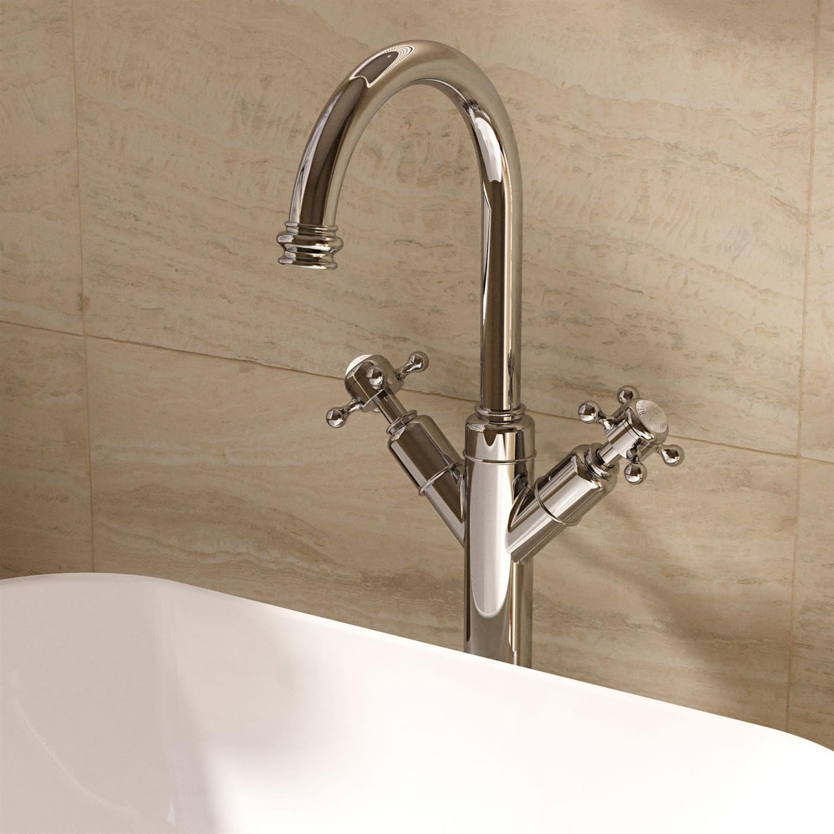 Crosswater Tall Basin Tap Chrome Crosswater Belgravia Tall Monobloc Basin Mixer Tap with Crosshead Handle