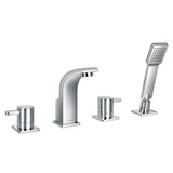 Flova 4 Tap Hole Bath Set Flova Essence 4 Hole Bath and Shower Mixer with Shower Set in Diamond Chrome