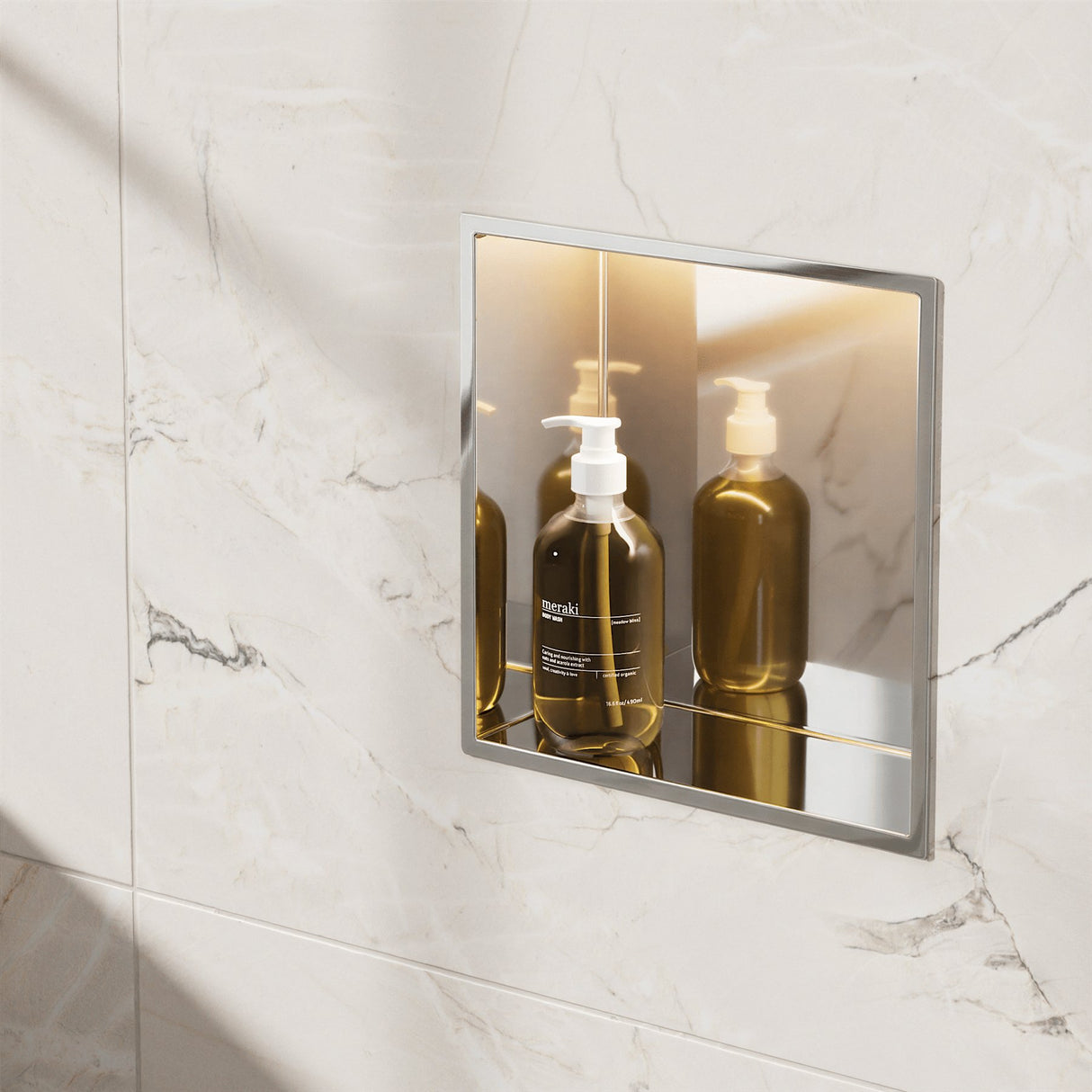 Crosswater Shower Niche Chrome Crosswater Square Shower Niche with LED - 305 x 305 x 120mm