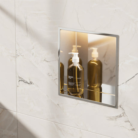 Crosswater Shower Niche Chrome Crosswater Square Shower Niche with LED - 305 x 305 x 120mm