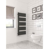 Eastbrook Designer Towel Rail 1400 x 600 / Electric Only Eastbrook Helmsley Straight Vertical Designer Towel Rail in Matt Black
