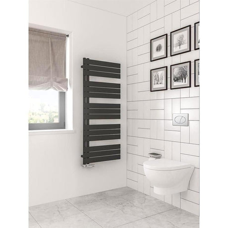 Eastbrook Designer Towel Rail 1400 x 600 / Electric Only Eastbrook Helmsley Straight Vertical Designer Towel Rail in Matt Black