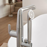 VADO Freestanding Bath Filler Vado Arrondi Freestanding Bath Mixer Tap with Shower Kit  - Chrome - ARR-133-CP