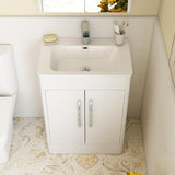Imex Floor Standing White Gloss Imex Suburb Floor Standing 600mm Double Door Vanity Unit with Basin