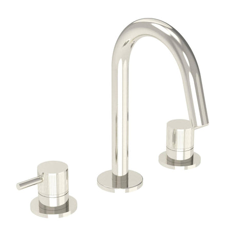 Saneux Tall Basin Tap Brushed Nickel / Fluted Saneux Cos 3 Hole Deck Mounted Basin Mixer Tap