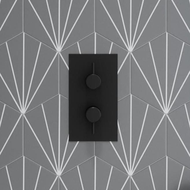 Britton Concealed Shower Valve Matt Black Britton Hoxton 2.0 1 Outlet, 2 Handle Concealed Thermostatic Shower Valve