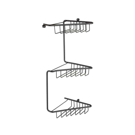 Aquarius Bathrooms Basket Matt Black Aquarius 3 Tier Corner Shower Caddy