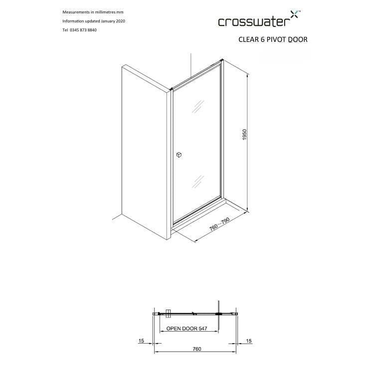 Crosswater Pivot Shower Door Crosswater Clear 6 Pivot Shower Door