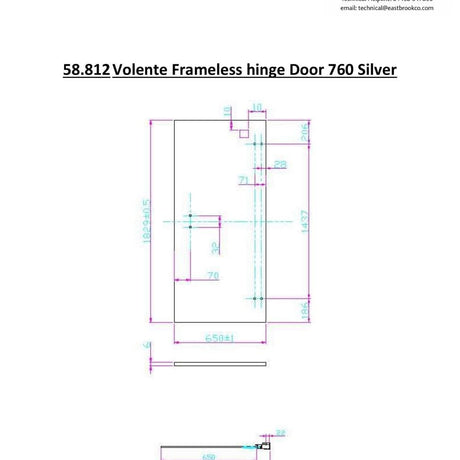 Eastbrook Hinged Shower Door Eastbrook Volente Frameless Hinge Door 760mm in Polished Chrome