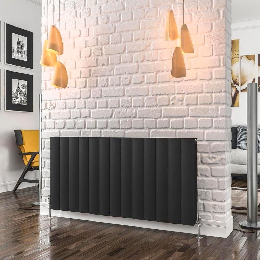Eastbrook Panel Radiator 600 x 1230 / Electric Only Eastbrook Guardia Straight Horizontal Aluminium in Matt Black