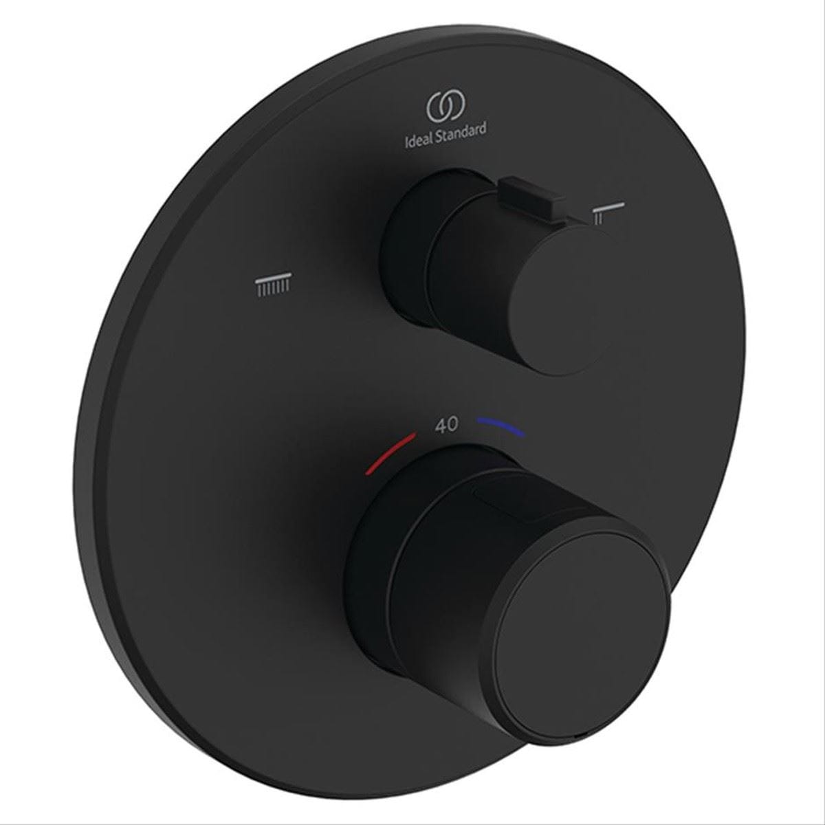 Ideal Standard Concealed Shower Valve Matt Black Ideal Standard Ceratherm T25 2 Outlet Round Concealed Valve Trim-set
