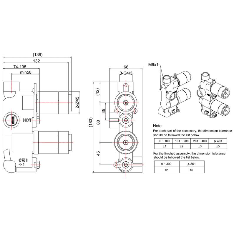Crosswater Concealed Valve Crosswater Belgravia Crosshead Vertical 1 Outlet, 2 Handle Thermostatic Concealed Shower Valve in Chrome