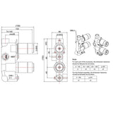 Crosswater Concealed Valve Crosswater Belgravia Crosshead Vertical 1 Outlet, 2 Handle Thermostatic Concealed Shower Valve in Chrome