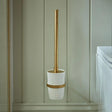 Vado Toilet Brush Brushed Brass/Crackled White Booth & Co. Axbridge Wall Mounted Toilet Brush and Holder