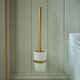 Vado Toilet Brush Brushed Brass/Crackled White Booth & Co. Axbridge Wall Mounted Toilet Brush and Holder