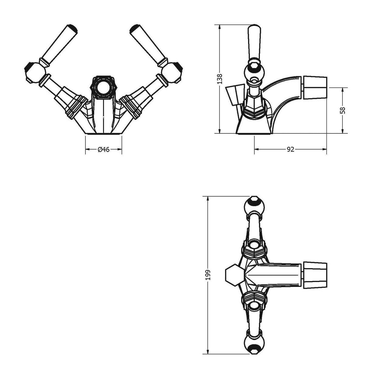 Crosswater Waldorf White Lever Mono Bidet Mixer Tap in Chrome