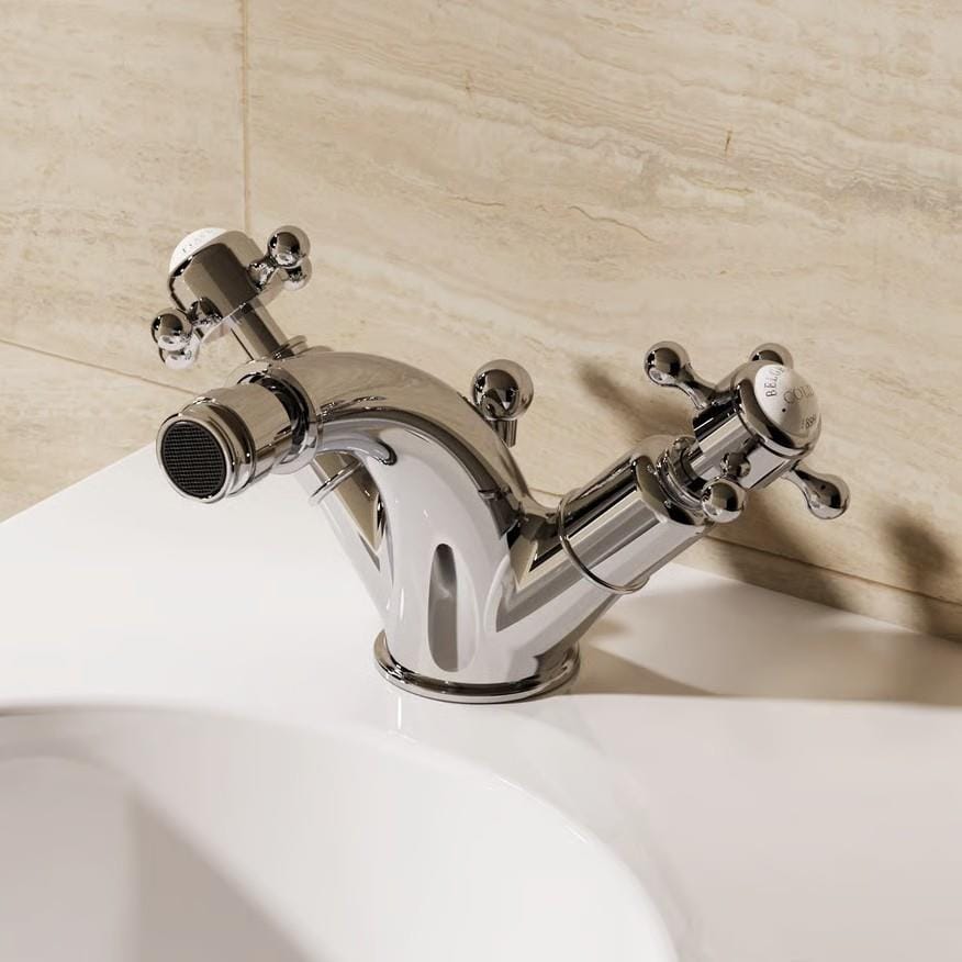 Crosswater Bidet Tap Crosswater Belgravia Crosshead Monobloc Bidet Mixer Tap with Waste in Chrome