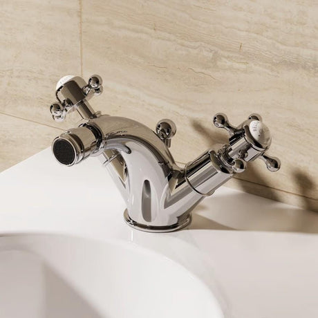 Crosswater Bidet Tap Crosswater Belgravia Crosshead Monobloc Bidet Mixer Tap with Waste in Chrome