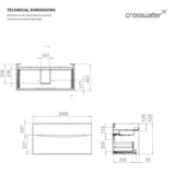 Crosswater Wall Mounted Vanity Unit Crosswater Glide II Wall Mounted Two Drawer Vanity Unit with Worktop
